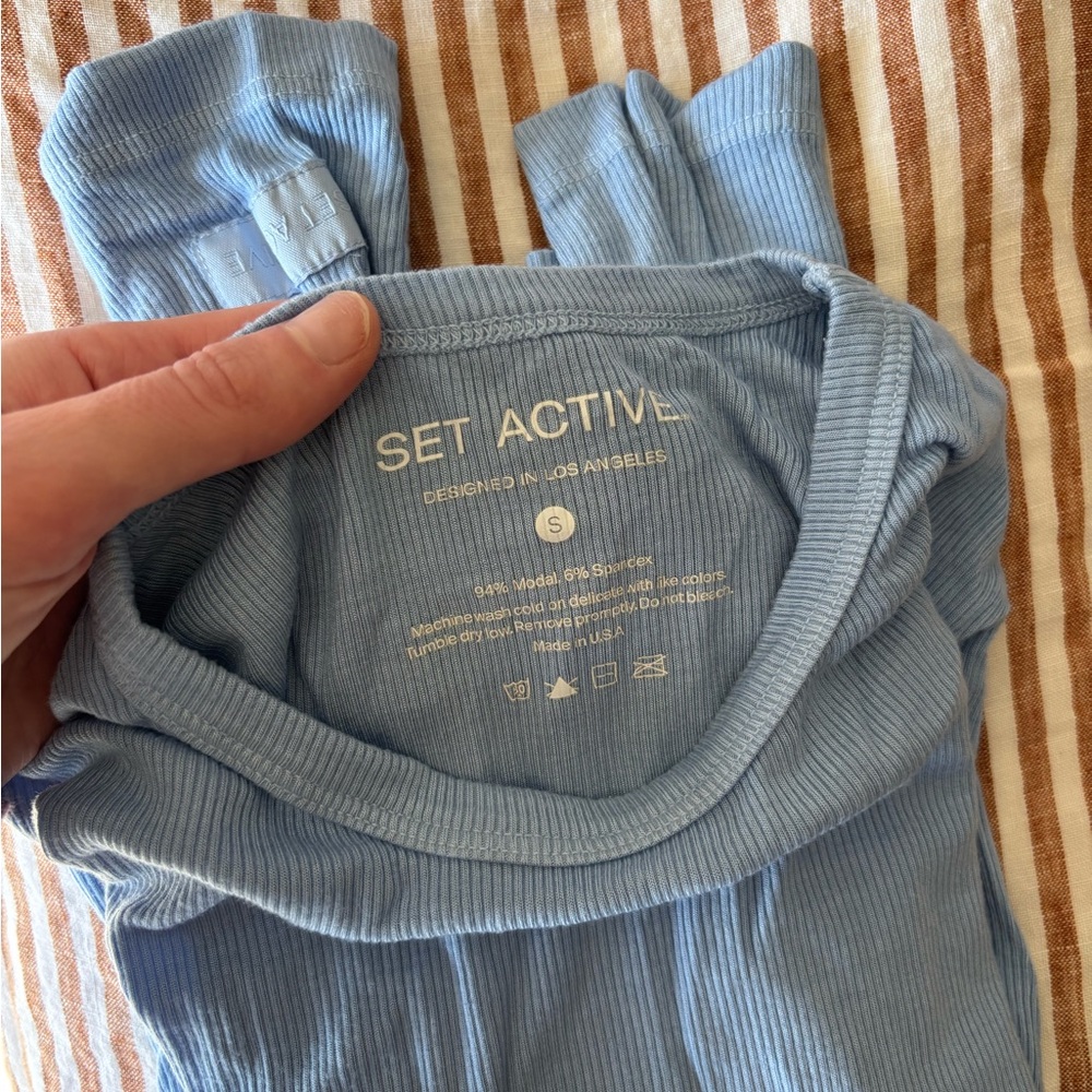 SET Active Sky Blue Ribbed Tank Top - Picture 2 of 2